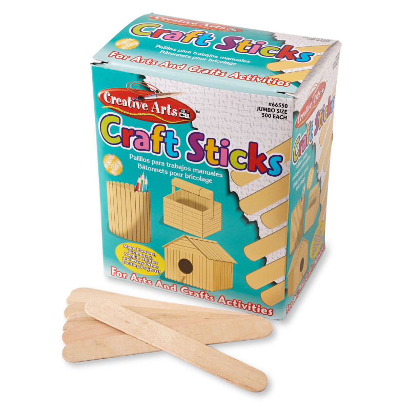 Creative Arts Jumbo Craft Sticks, 6'' x 0.75'', Natural, Box of 500