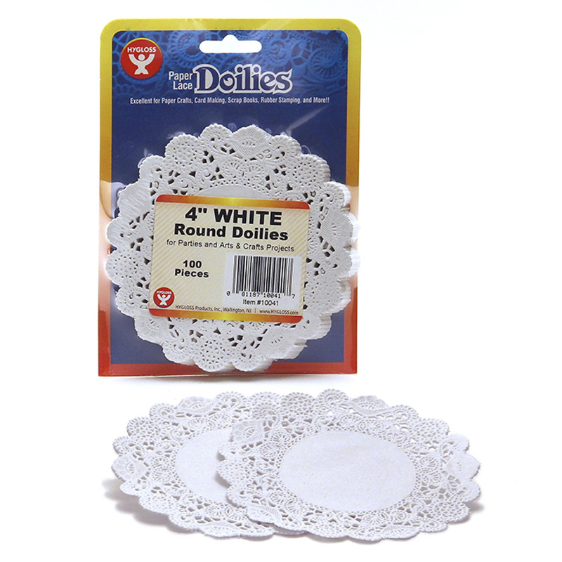 Round Doilies, White, 4'', Pack of 100