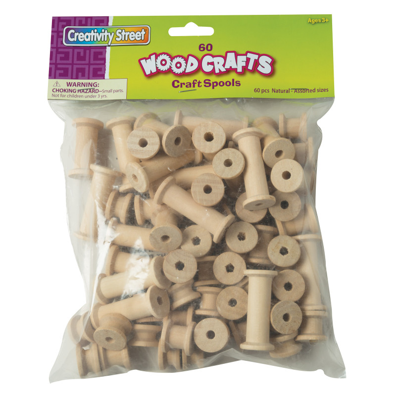 Wood Spools, Natural Wood, 1/2'' to 2'', 60 Pieces