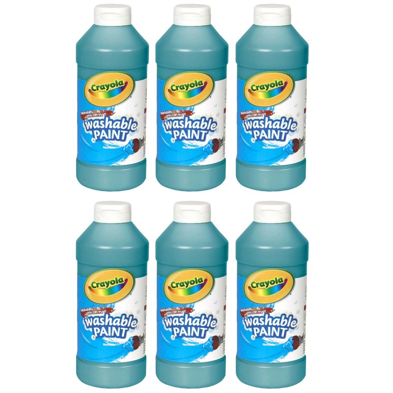 Washable Paint, Turquoise, 16 o., Pack of 6