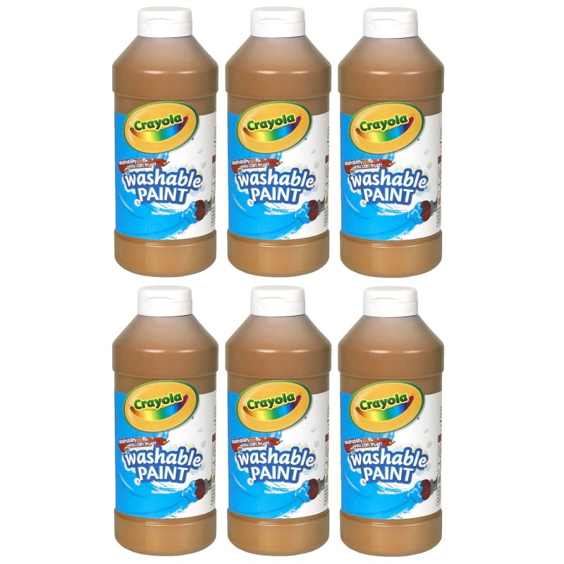 Washable Paint, Brown, 16 o.ottles, Pack of 6
