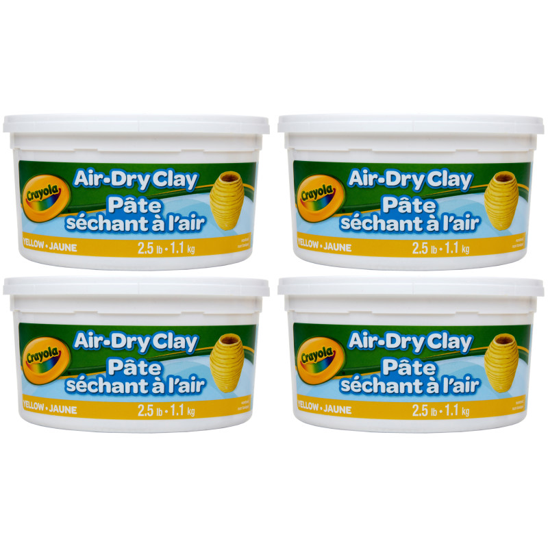 Air Dry Clay, .5lb Tub, Yellow, Pack of 4