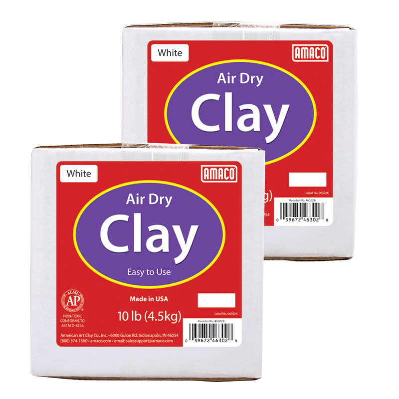 Air Dry Clay, White, 10 lb.er Box, 2 Boxes