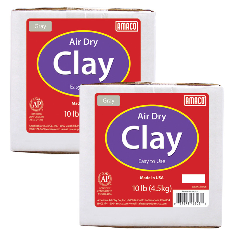 Air Dry Clay, Gray, 10 lb.er Box, 2 Boxes