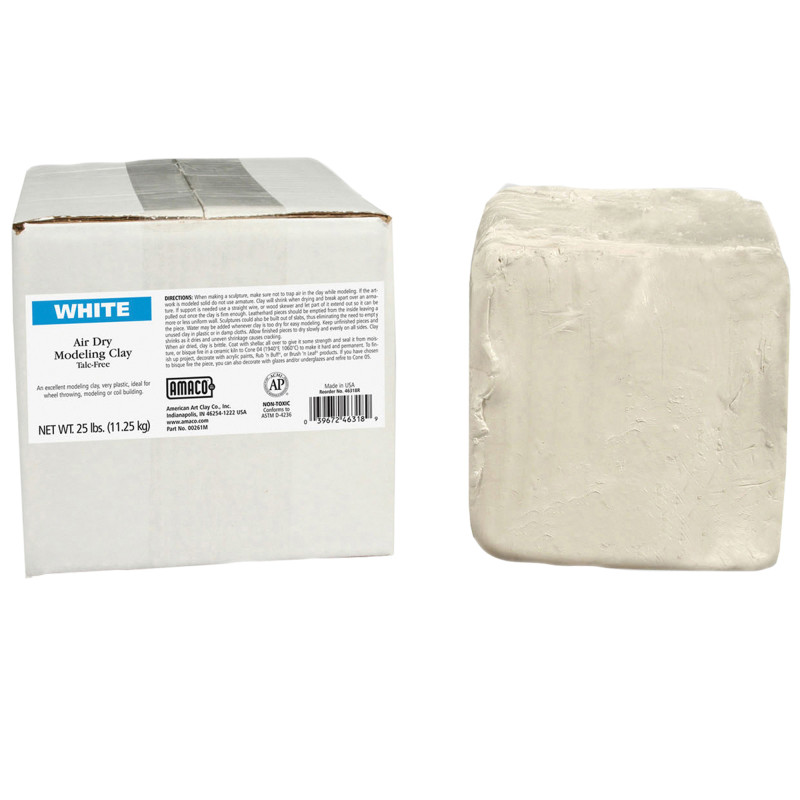 Air Dry Clay, White, 25 lb.