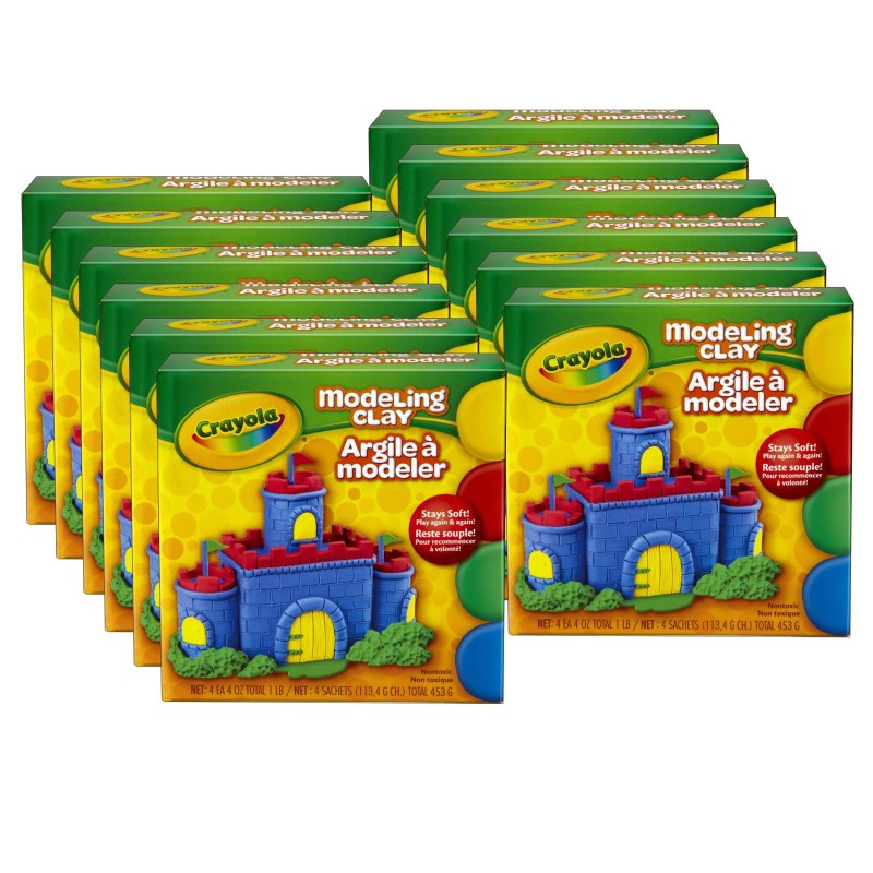 Modeling Clay, 4 Assorted Colors, 1 l.ox, 12 Boxes