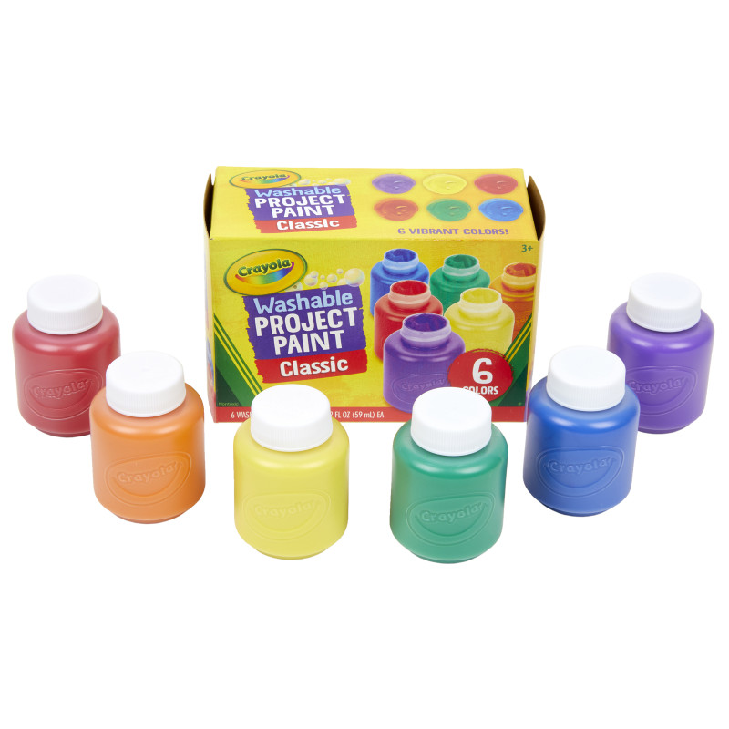 Washable Project Paint, Classic Colors, 2 Ounce Bottles, 6 Count