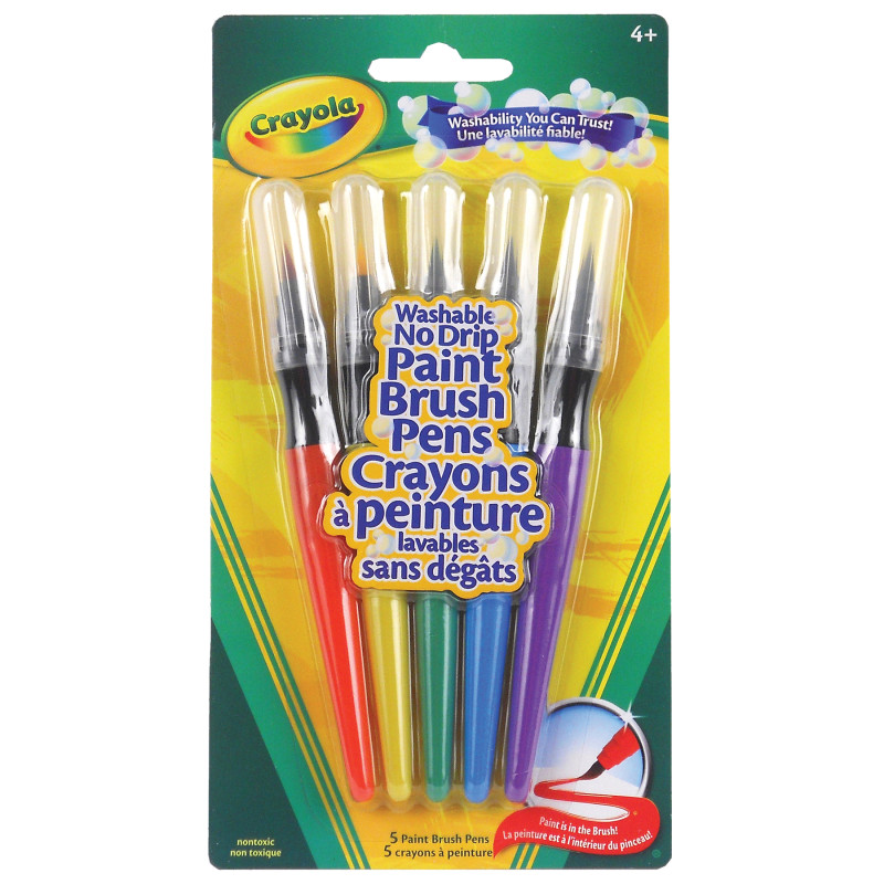 Washable No Drip Paint Brush Pens, 5 Count