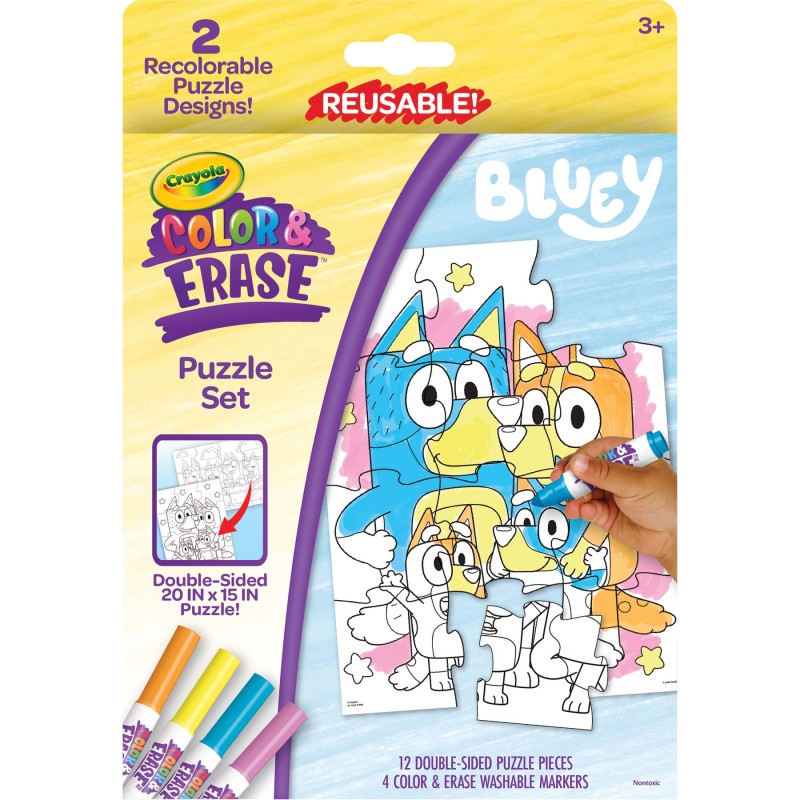 Color & Erase Reusable Puzzle Set, Bluey