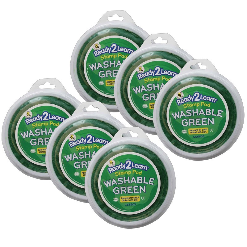 Jumbo Circular Washable Stamp Pad - Green - .75'' di. Pack of 6