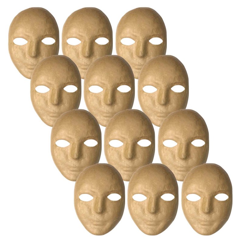 Papier Mache Mask, 8'' x 5-1/4'', Pack of 12