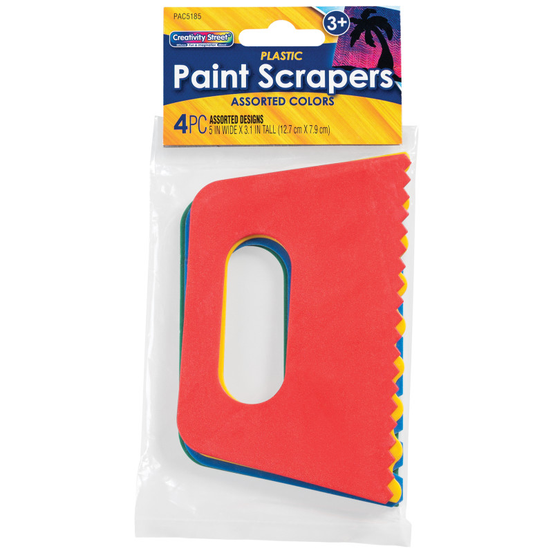 Paint Scrapers, Assorted 4 Patterns, 5'' Wide, 4 Count