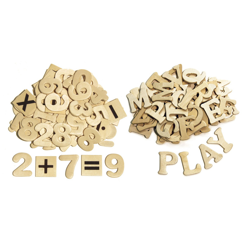 Letters and Numbers, Natural Wood, .5'', 200 Pieces