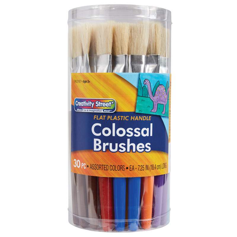 Colossal Brushes, Flat, Assorted Colors, .25'' Long, 30 Brushes
