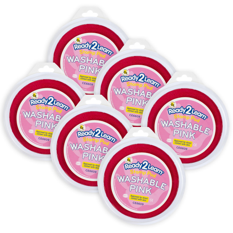 Jumbo Circular Washable Stamp Pad - Pink - .75'' di. Pack of 6