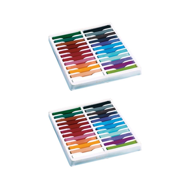 Square Artist Pastels, 24 Assorted Colors, 2-3/8'' x 3/8'' x 3/8'', 24 Pieces Per Pack, 2 Packs