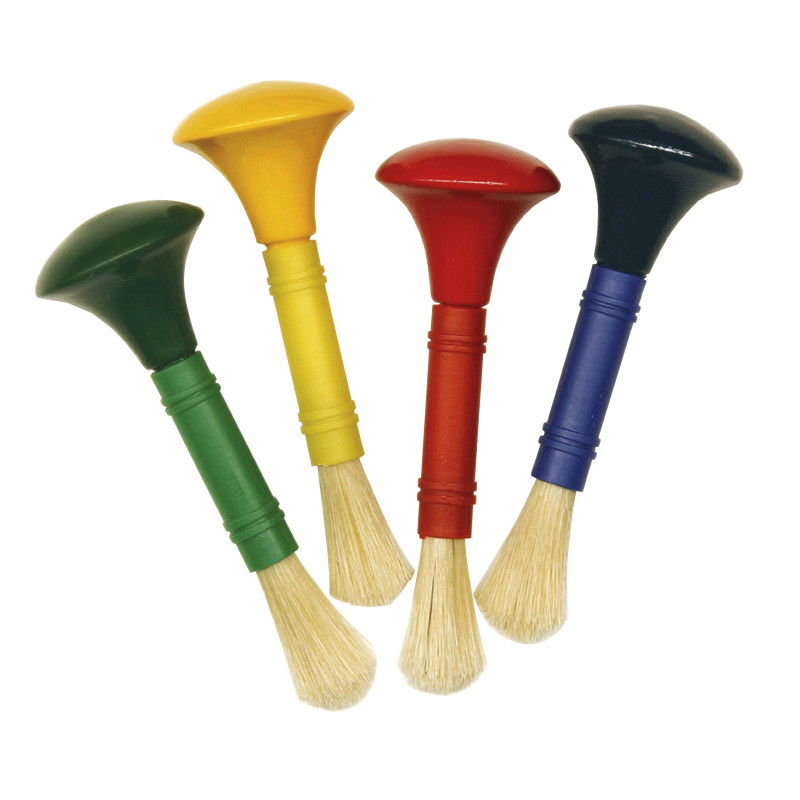 Beginner Paint Brushes, Door Knob Handles, 4 Assorted Colors, 5'' Long, 4 Brushes