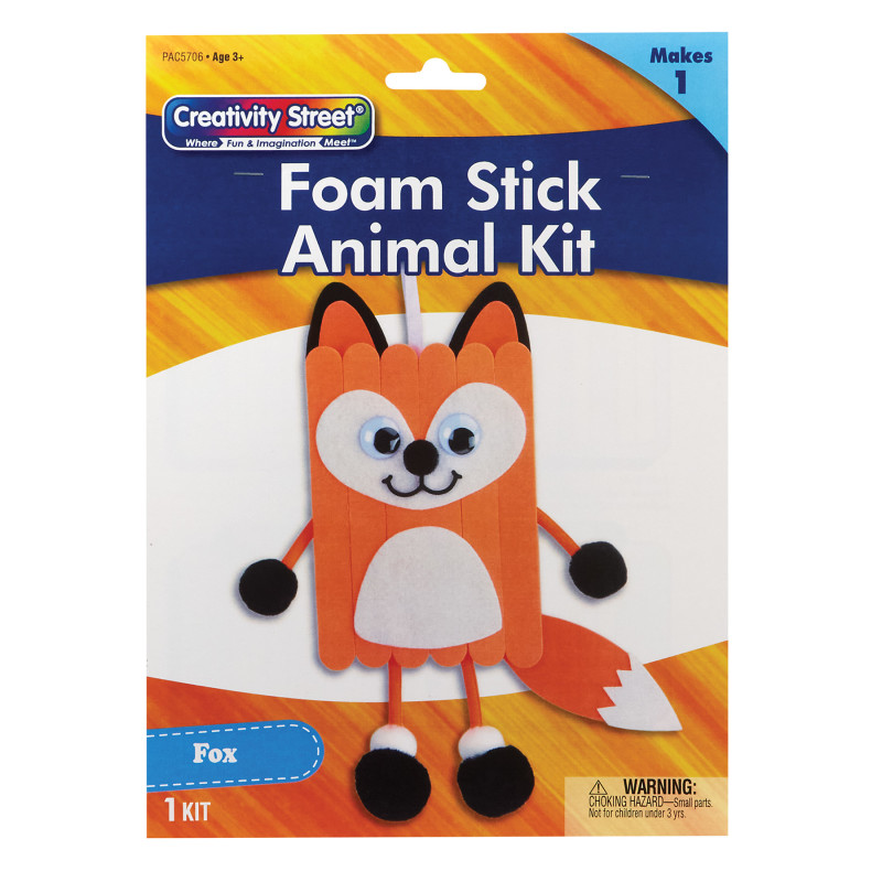 Foam Stick Animal Kit, Fox, .75'' x 11'' x 1'', 1 Kit