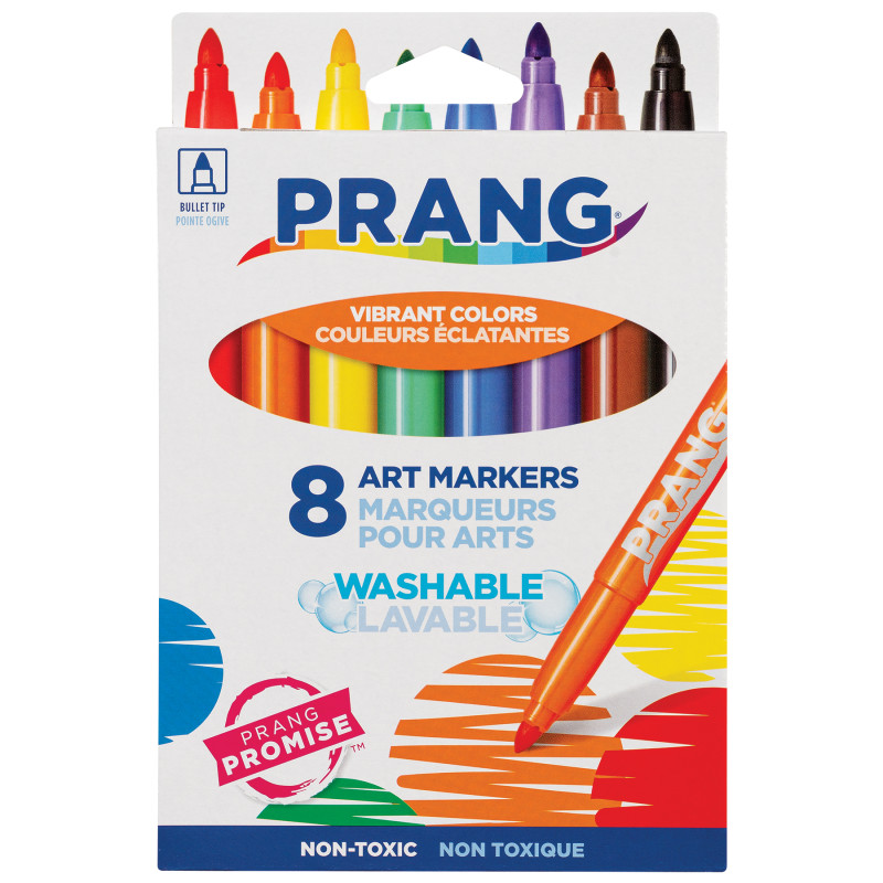 Washable Art Markers, Bullet Tip, 8 Classic Colors
