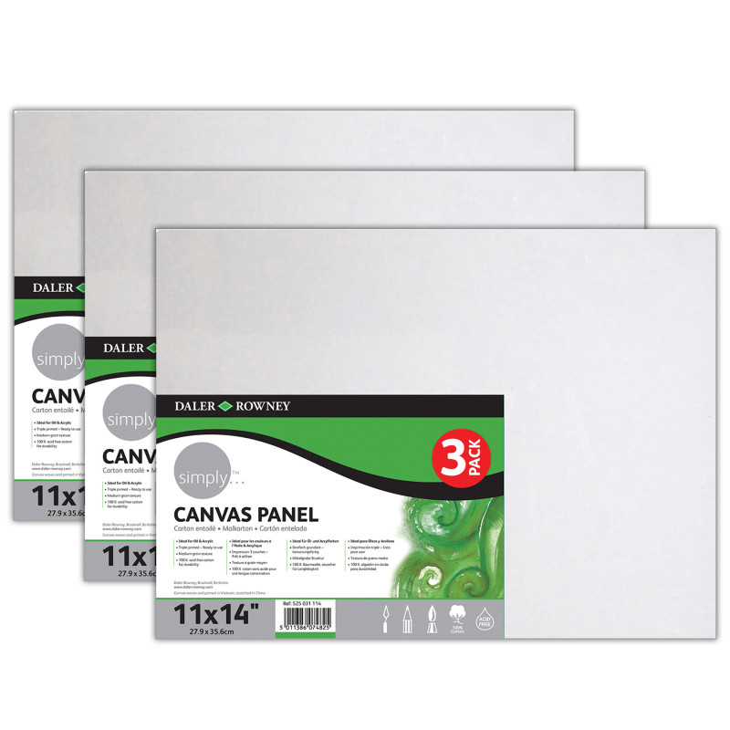 Simply White Canvas Panels Set, 11'' x 14'', 3 Per Pack, 3 Packs