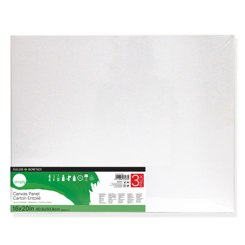 Simply White Canvas Panels Set, 16'' x 20'', 3-Pack