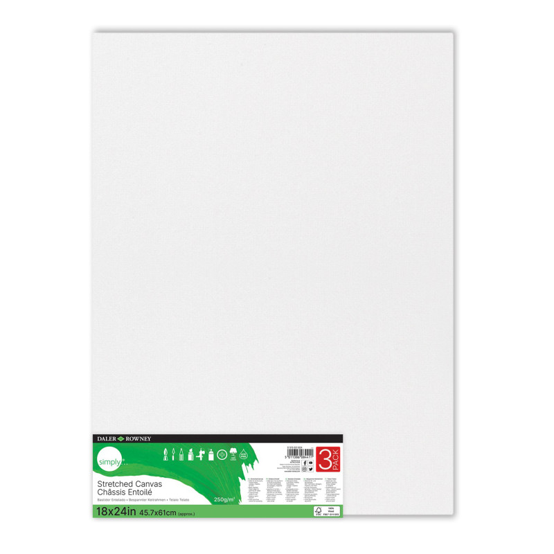 Simply White Canvas Panels Set, 18'' x 24'', 3-Pack
