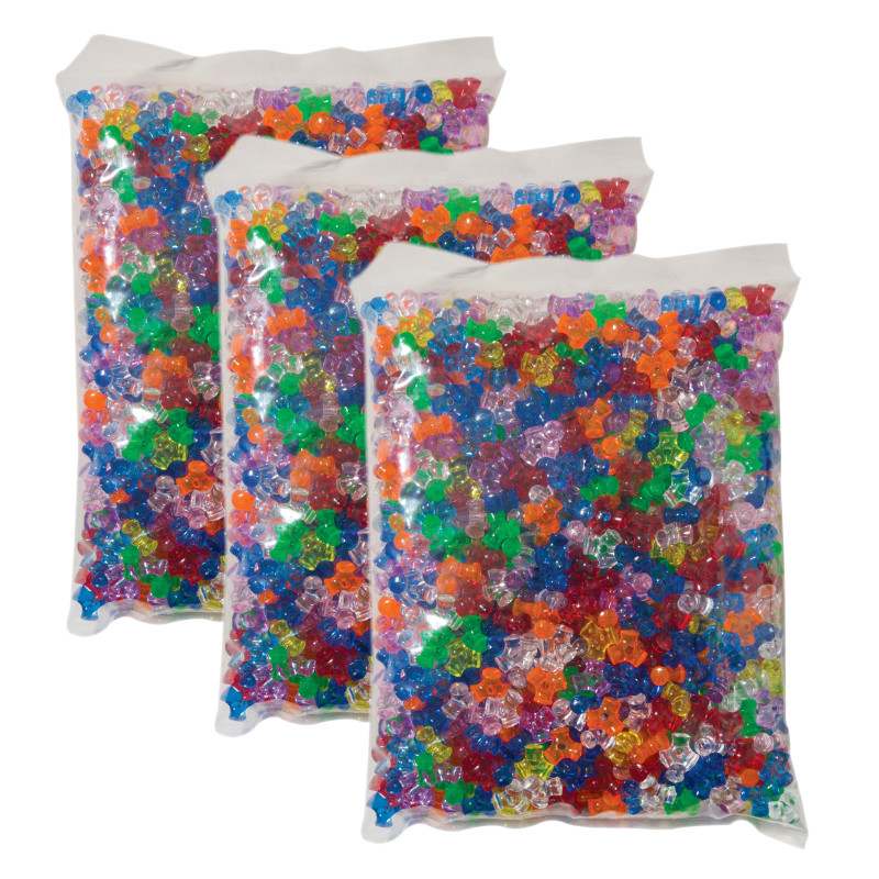 Tri-Beads, Assorted Colors, 3/8'', 1000 Pieces Per Pack, 3 Packs