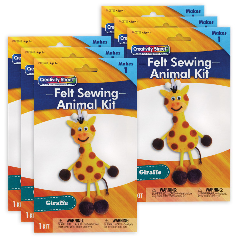 Felt Sewing Animal Kit, Giraffe, 6'' x 11'' x .75'', 6 Kits