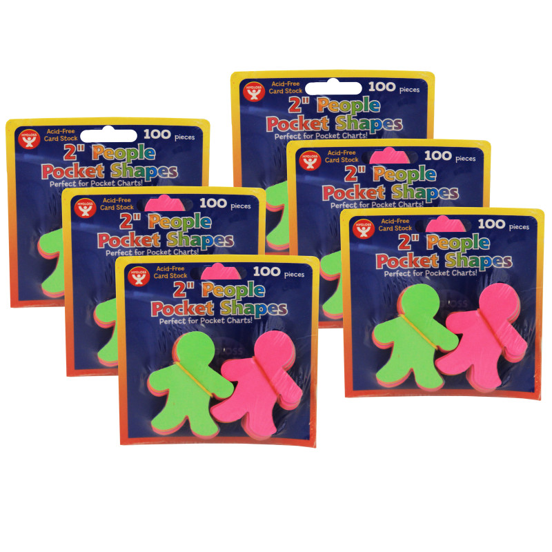 Pocket Shapes, 2'' People, 100 Per Pack, 6 Packs