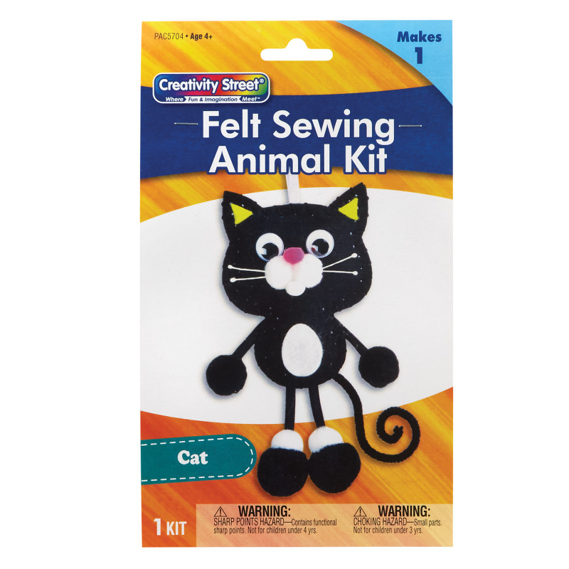 Felt Sewing Animal Kit, Cat, 4'' x 1.25'' x 1'', 1 Kit