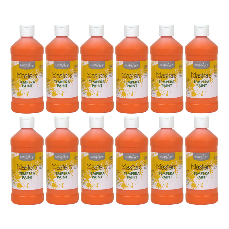 Little Masters Tempera Paint, Orange, 16 oz. , Pack of 12