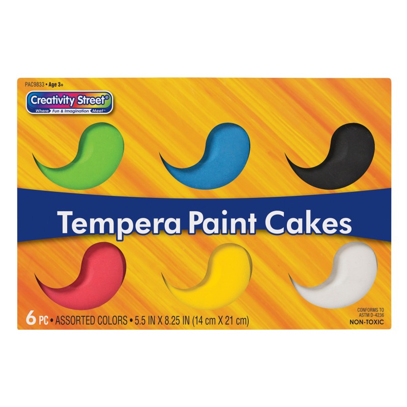 Tempera Cakes, 6 Assorted Colors, 1 Set