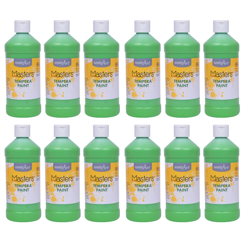 Little Masters Tempera Paint, Light Green, 16 oz. , Pack of 12