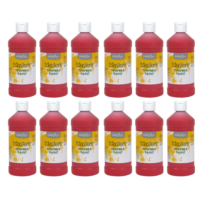 Little Masters Tempera Paint, Red, 16 oz. , Pack of 12