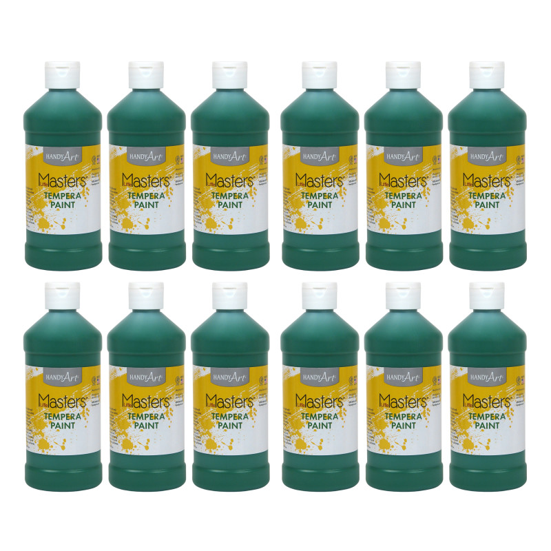 Little Masters Tempera Paint, Green, 16 oz. , Pack of 12