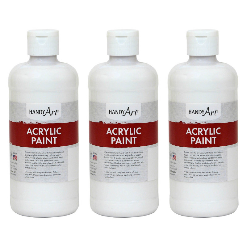 Acrylic Paint 16 oz, Titan White, Pack of 3