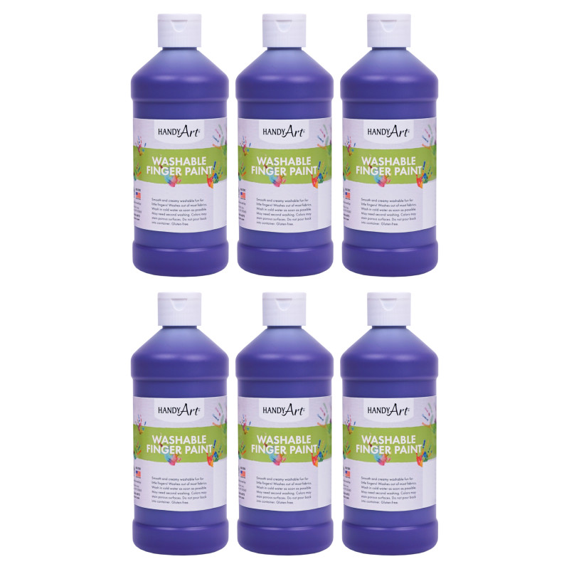 Washable Finger Paint, Violet, 16 o., Pack of 6