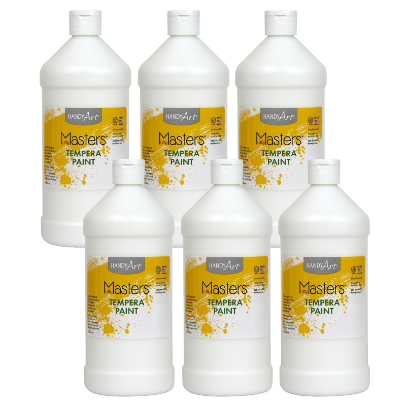 Little Masters Tempera Paint, White, 32 oz. , Pack of 6