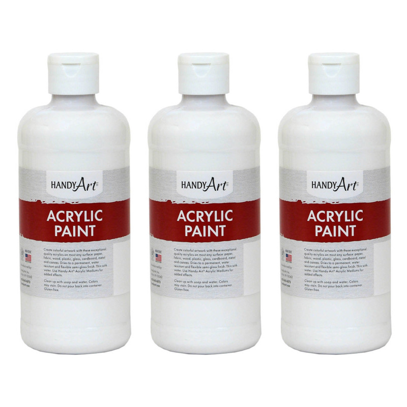 Acrylic Paint 16 oz, Blockout White, Pack of 3