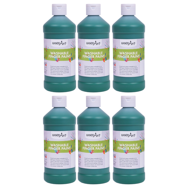 Washable Finger Paint, Green, 16 o., Pack of 6