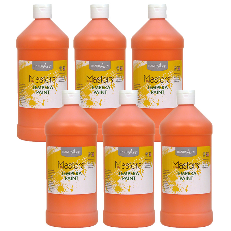 Little Masters Tempera Paint, Orange, 32 oz. , Pack of 6