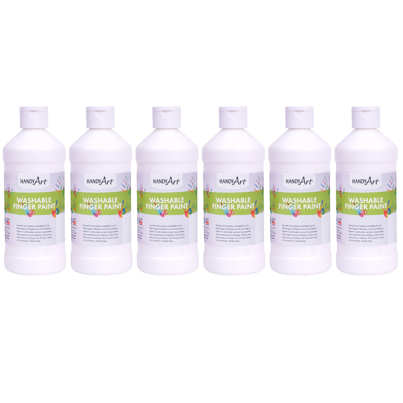 Washable Finger Paint, White, 16 oz, Pack of 6