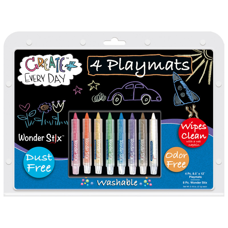 Black Board Playmat Kit with 8 Wonder Stix, 8-1/2'' x 12'', 4 Boards
