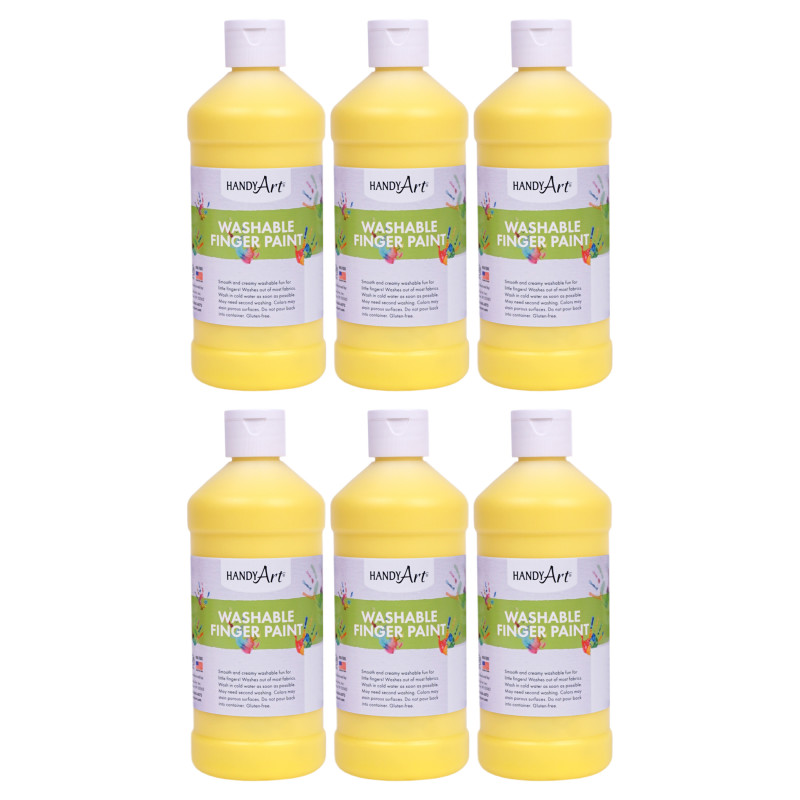 Washable Finger Paint, Yellow, 16 o., Pack of 6