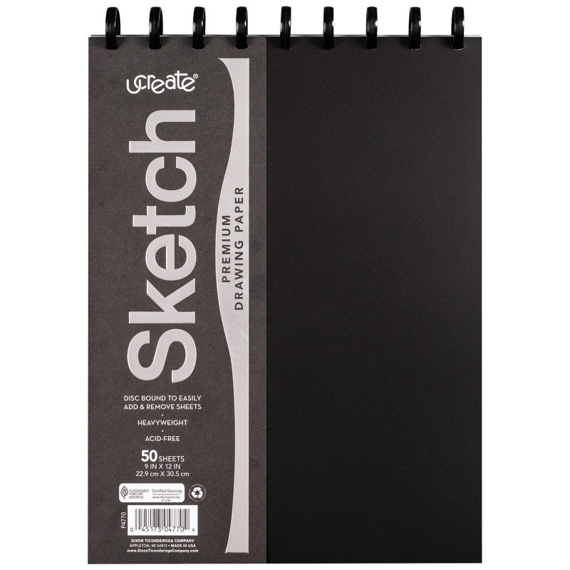 Disc Bound Sketch Book, 9'' x 12'', 50 Sheets