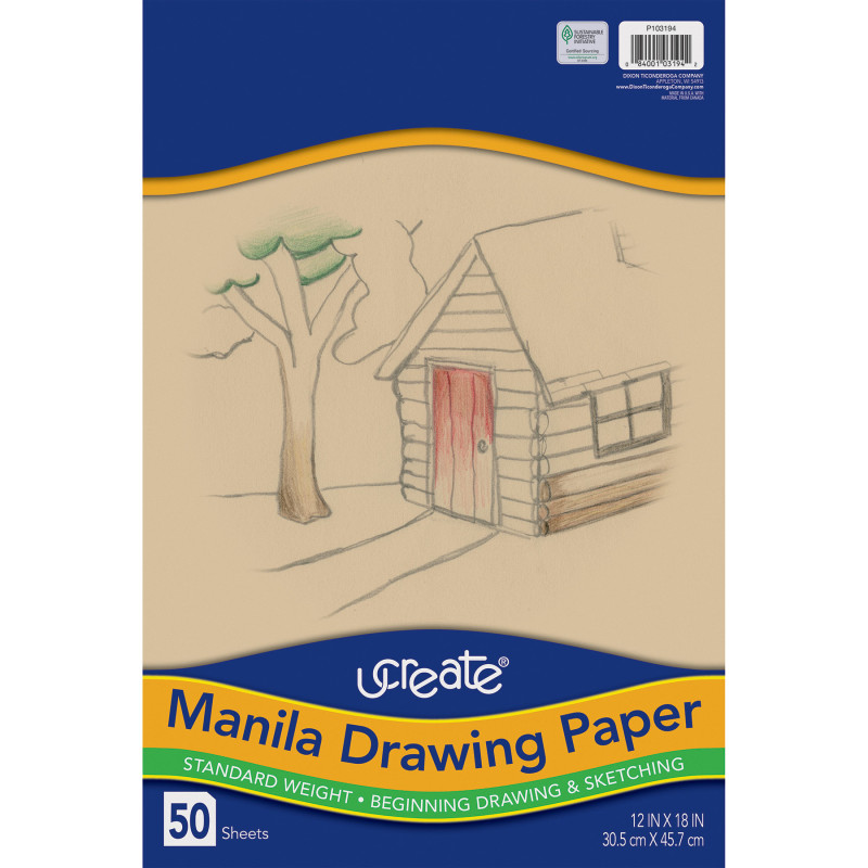 Drawing Paper, Manila, Standard Weight, 12'' x 18'', 50 Sheets
