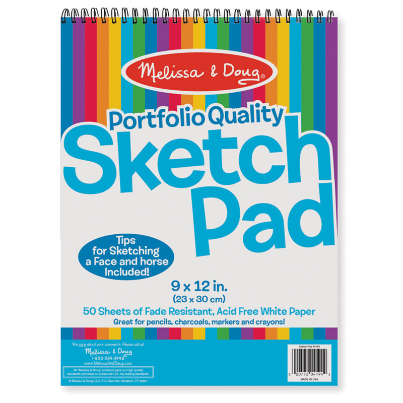 Quality Spiral-Bound Sketch Pad, 9'' x 12'', 50 Sheets