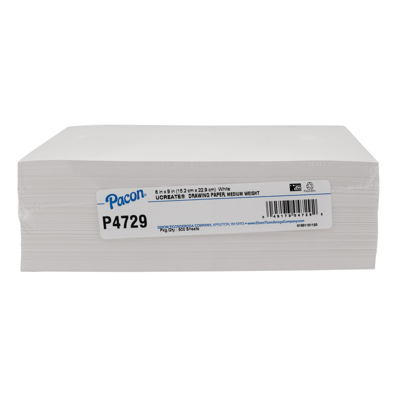 Drawing Paper, White, Medium Weight, 50l., 6'' x 9'', 500 Sheets