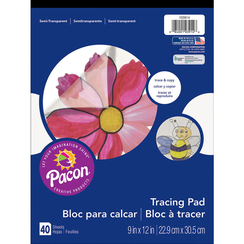 Tracing Paper Pad, Translucent, 9'' x 12'', 40 Sheets