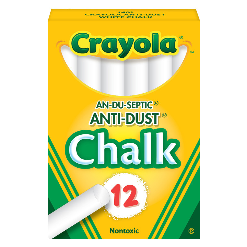 Anti-Dust Chalkboard Chalk, White, 12 Count